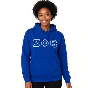 เสื้อฮู้ดดี้พรีเมียมสีน้ำเงินรอยัลสำหรับผู้หญิง Zeta Phi Beta ปักอักษรสมาคมพี่น้องกรีก ผ้าฟลีซหนานุ่ม แขนเสื้อแบบริบ - Product Image 3