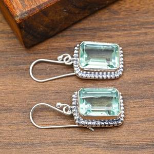 Unique Aqua Apatite Gemstone Earrings 925 Sterling Silver Handmade Spiritual Apatite Jewelry Gift For Thanksgiving - Product Image 2