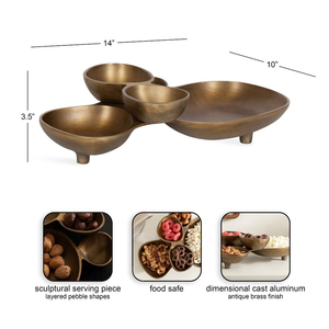 Juego de Cuencos de Metal Plateado con Base, Multi-sección, para Servir, Decoración de Mesa, Centro de Mesa Moderno, para Condimentos - Product Image 3