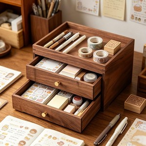 <b>Walnut</b> Wood Handcrafted Jewelry Organizer with <b>Drawers</b> - Wholesale - Product Image 4