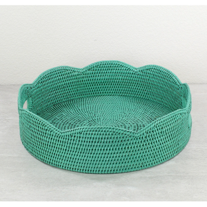 Bandeja de Servir de Ratán de Estilo Bohemio de Primera Calidad, Hecha a Mano con Asa de Madera Maciza, Ecológica, para Té, Aperitivos, Decoración del Hogar - Product Image 3