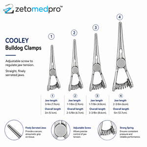 COOLEY Pinces Bulldog à Tension Réglable, Mâchoires Droites et Crantées 3/4in 1-1/8in 1-7/8in 2-3/8in ZETOMEDPRO - Product Image 2