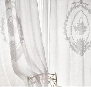 Custom Wholesale Quang Thanh Embroidery Flower Basket Curtain Linen Ribbon Curtain Full Sizes <b>Door</b> Window Home Hotel Blackout - Product Image 3