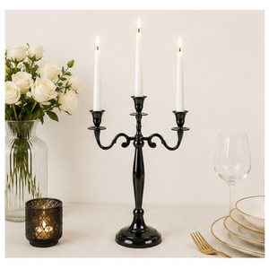 Wholesale 3 Arm Candelabra <b>Black</b> Metal Candle Holder Table Top <b>Candlestick</b> Stand for Wedding Event Table Centerpiece Decoration - Product Image 2