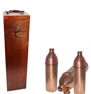 Bouteille d'eau en cuivre pour boire, avec verre en cuivre, qualité supérieure ayurvédique, artisanale, grande taille, martelée - Product Image 2