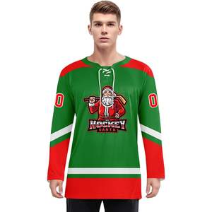 2025 maillot de Hockey de noël personnalisé père noël hockey sur glace pratique uniforme Polyester tenue d'entraînement sportif pour hommes femmes - Product Image 4