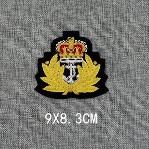 Badge d'Emblème 3D Personnalisable en Métal Style Royal Britannique, Brodé, Couronne Marine, pour Manteau en Laine ou Toile, Autocollant en Tissu DIY - Product Image 3