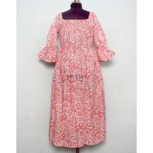 Robe à manches cloche pour femme, vente en gros, pour le printemps et l'été, respirante, 100% coton, imprimée, décontractée et de soirée - Product Image 6