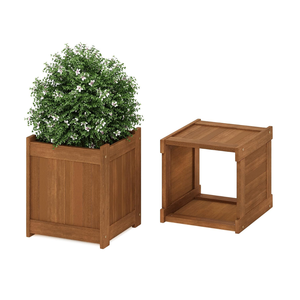 Jardinera de Madera de Alta Calidad para Exteriores, Color Marrón, Cuadrada, Maceta Elevada para Plantas, Contenedor de Madera para Flores para Balcón - Product Image 3