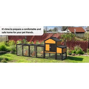 Pollaio in Legno da Esterno con 7 Porte, Vassoio Estraibile, Nido e Rampa - Casetta per Polli da Giardino per 2-4 Galline - Product Image 1