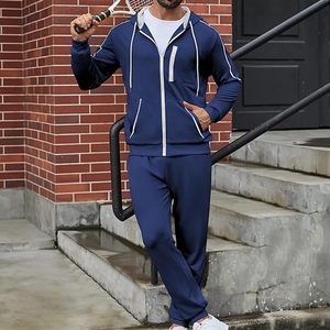 ชุดเซ็ทวอร์มผู้ชาย 2 ชิ้น ผ้าฝ้าย 100% ไซส์ใหญ่พิเศษ สำหรับฤดูหนาว เสื้อฮู้ดซิปเต็มตัว กางเกงจ็อกเกอร์ ชุดกีฬา ชุดออกกำลังกาย คุณภาพสูง - Product Image 4