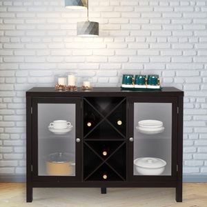 Credenza Portabottiglie a X Marrone con Doppia Porta Trasparente Modello RT - Product Image 2