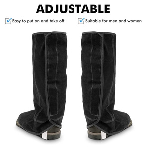 Couvre-chaussures de soudeur en cuir de vachette pleine fleur haute performance, résistants à l'abrasion, couvre-bottes de pompier, guêtres de sécurité - Product Image 3