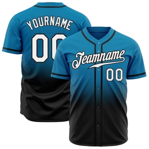 Venta al por Mayor del Jersey de Béisbol OMMIZ INDUSTRY Personalizado, Modelo Panther Azul, Blanco y Negro, Auténtico, con Diseño Degradado, el Más Vendido - Product Image 1