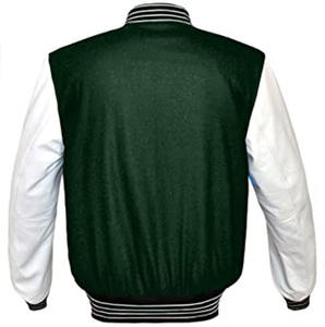 Chaqueta Varsity Blanca al por Mayor para Hombre y Mujer, Mangas de Cuero Satinado, Chaqueta Varsity Personalizada OEM para Equipos y Uso Diario - Product Image 3