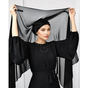 Hijab noir long uni décontracté pour femmes, vêtements traditionnels de Dubaï, vêtements islamiques, hijab en taille adulte - Product Image 2