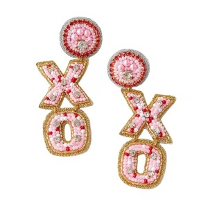 Pendientes de Mujer con Cuentas Coloridas XO, Estilo Bohemio Vintage, Hechos a Mano, Bordados, Tejidos, Largos, para Fiestas Navideñas - Product Image 1