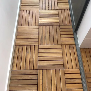 Dalles de terrasse carrées emboîtables en bois moderne à faire soi-même 300x300mm, écologiques, pour extérieur, intérieur, balcon, jardin, terrasse - Product Image 1