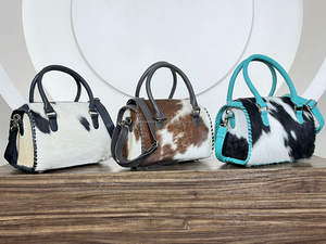 Bolsa de Viaje de Cuero Vacuno Genuino para Mujer, Gran Capacidad, Estilo Occidental, Bolsa de Viaje con Cierre de Cremallera para Viajes de Fin de Semana al Aire Libre - Product Image 4