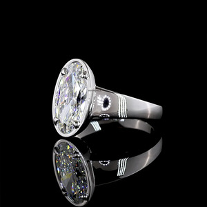Anillo Solitario con Diamante Ovalado Cultivado en Laboratorio, Certificado por IGI, con Engaste de Bisel, en Oro de 10K, 14K o 18K, Chapado en Rodio, para Compromiso y Regalo - Product Image 2