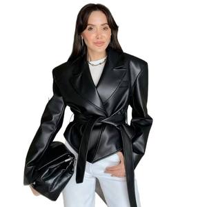 Blazer en laine/viscose vintage pour femme, tricoté, manches longues, col montant, fermeture éclair, couleur unie, longueur normale, blanc - Product Image 5