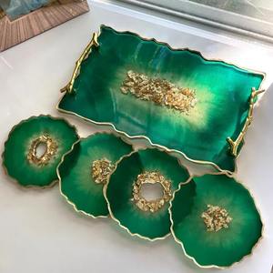 Elegant <b>Epoxy</b> Resin Tray for <b>Coffee</b> <b>Table</b> Vanity Serving Tableware Beverages Snacks Drinks Jewelry Decorative Display Reusable - Product Image 1