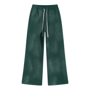 Pantalones Deportivos Personalizados de Estilo Urbano para Hombre, de Algodón, Lavado Ácido, Antiarrugas, con Cierre de Cordón, Conjunto Deportivo - Product Image 4