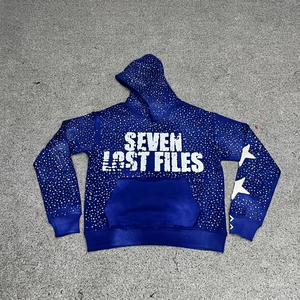 New Design Customize Zipper Rhinestones <b>Sweatshirt</b> <b>Embroidery</b> Logo Front Casual Unisex Fleece Fabric 100% Cotton Oversized - Product Image 4