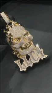 Collar de Hip Hop con Colgante de Calavera Chapado en Oro, Colgante de Calavera con Moissanita, Colgante de Calavera con Diamantes Iced Out para Hombre - Product Image 4