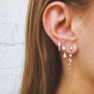 Boucles d'oreilles pendantes en forme de goutte de poire avec diamants, en or 14K 18K, argent 925, diamants de laboratoire, plaqué or, pour mariage, vente en gros - Product Image 4