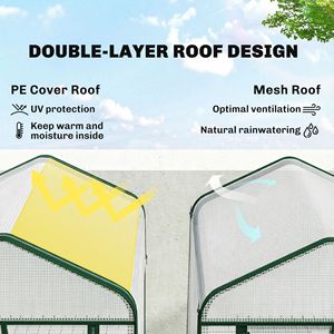 Serra Portatile a 5 Livelli con Copertura in PE Bianco ad Alta Resistenza, Tetto a Schermo, Stile Tradizionale, Telaio in Legno e Metallo, Materiale PVC - Product Image 4