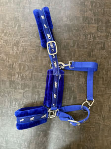 Conjunto de Cabestro para Caballo Acolchado con Piel Sintética Azul Premium y Correa a Juego |   Cabestro Ajustable de Nailon para Caballo con Forro de Felpa Suave - Product Image 2