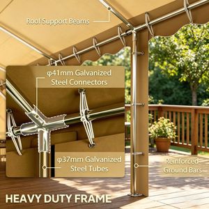 Tenda per Feste da Esterno Resistente 20x40FT con Finestre UPF30+ Doppio Strato in PVC Telaio in Acciaio Zincato Marrone - Product Image 5