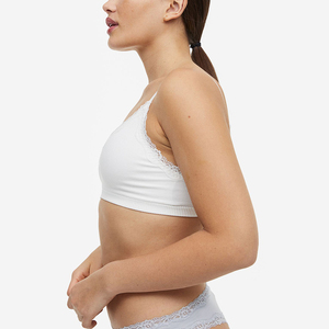 Ensemble de 3 culottes mi-hautes en mousseline tricotée pour femme, nouvelle collection 2026, sexy, dentelle transparente, logo à la taille, vente en gros - Product Image 2