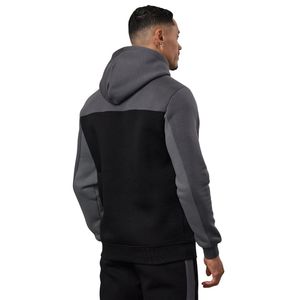 Sweat à capuche en molleton pour homme, noir et gris, style color block, décontracté, pour le sport, la gym et le streetwear - Product Image 2