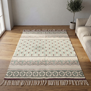 Alfombra de Área Hecha a Mano de Estilo Bohemio Geométrico de Algodón Ecológico para Salas de Estar Contemporáneas con Material Reciclado - Product Image 5