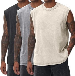 Débardeurs Homme Personnalisés à Logo Brodé Respirants Coupe Musclée Unie Sans Manches pour Entraînement en Mélange Polyester/Coton – Prix Usine - Product Image 1