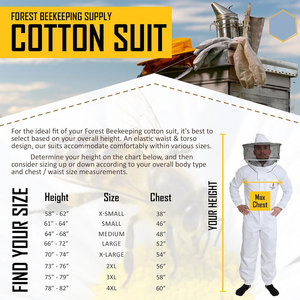 Men's White Cotton Beekeeping <b>Suit</b> With Ventilated Mesh Hood Breathable Work Coverall Full Body Protection - Product Image 6