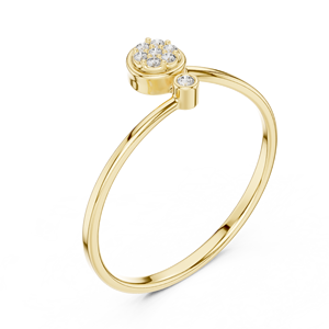 Anillo de Oro Sólido de 14k con Diamantes de Corte Brillante Redondo para Mujer, Anillo de Compromiso Clásico de Diseño Minimalista para Regalo - Product Image 3