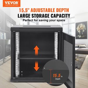 Armadio server da parete 12U, profondità 15,5, custodia per rack di rete sicura IT con sistema di bloccaggio, supporta fino a 200 libbre - Product Image 2