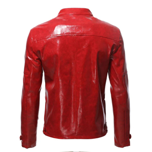 Unisex Formal Fashion Leather Bomber <b>Jacket</b> Loose Fit Stand Collar Coated Front <b>Waterproof</b> Windproof Motorcycle Zipper - Product Image 2