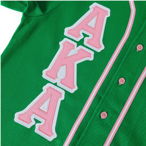 AKA Women's <b>Baseball</b> Jersey Green White Button Front Athletic Shirt Short Sleeve Casual Greek Style Apparel Green White Color - Product Image 5