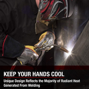 Gants de soudage TIG en cuir de vachette renforcé et croûte de cuir de vachette aluminisée, résistants à l'abrasion, pour la lutte contre les incendies, la cuisson au four et la boulangerie - Product Image 6