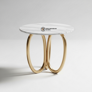 Wholesale Custom Hexagonal Pattern Gold Metal <b>Stool</b> – Premium Marble Top Side Table – Durable Decorative Furniture - Product Image 1