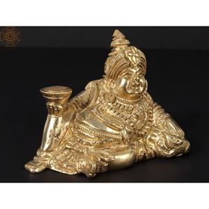 Escultura de latón de Lord Kubera de 4 pulgadas hecha a mano en la India para regalar - Product Image 3
