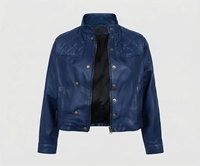 Veste en cuir PU jaune pour homme, col montant, fermeture éclair, style moto, doublure satinée, automne