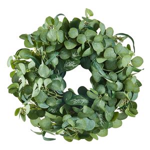 Ghirlanda Decorativa Artificiale di Alta Qualità da 26 Pollici Verde con Foglie di Eucalipto, Bacche e Steli Spinosi per Decorazioni Annuali - Product Image 3