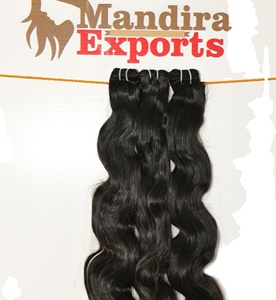 Extensiones de Cabello Humano Indio 100% Natural, Virgen, Remy, Color Negro, Tejido a Máquina, Doble Trama, Ondulado, 100g - Product Image 5