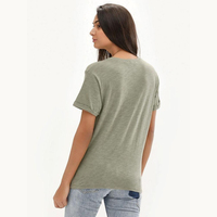 Nouveau T-shirt d'été élégant pour femme, haute qualité, design de logo personnalisé, tissu en toile respirant et écologique, vente en gros