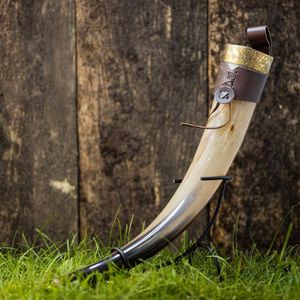 Classic Viking <b>Beer</b> Drinking Horn Handmade From Real Cow Horn For Renaissance Fair And Cosplay Events - Product Image 4